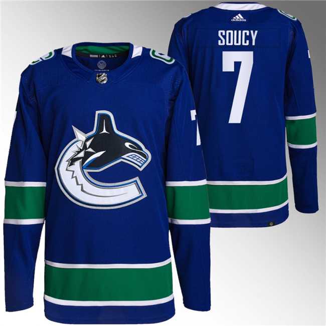 Mens Vancouver Canucks #7 Carson Soucy Blue Stitched Jersey->vancouver canucks->NHL Jersey